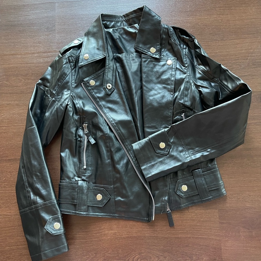 NWOT Black Faux Leather Moto Jacket for Women